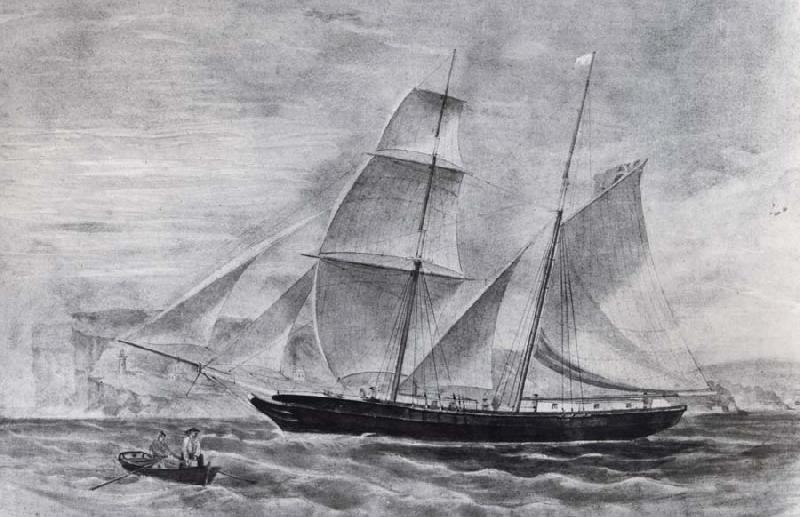 Frederick Garling Shooner in full sail,leaving Sydney Harbour oil painting image